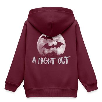 Fledermäuse nachts beim Vollmond unterwegs - Kinder Premium Organic Hoodie - Burgunderrot - Hinten - AI Model Kid Female (0cm)