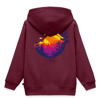 Rocky Mountains Kreis - Kinder Premium Organic Hoodie - Burgunderrot - Hinten - AI Model Kid Female (0cm)