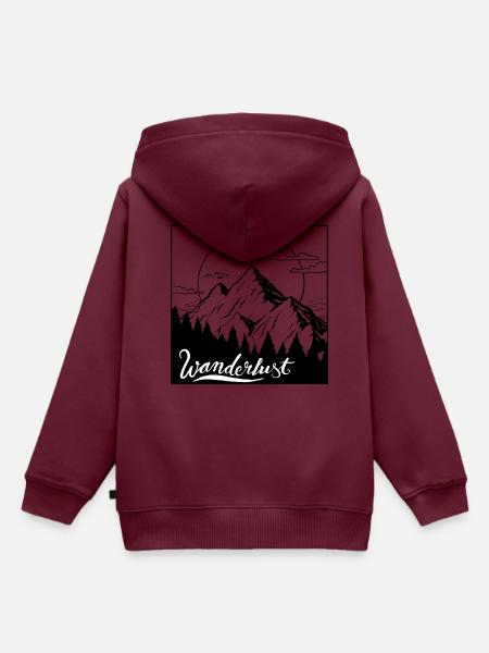 Wanderlust Premium Design - Kinder Premium Organic Hoodie - Burgunderrot