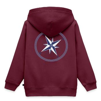 Windrose Maritim - Kinder Premium Organic Hoodie - Burgunderrot - Hinten - AI Model Kid Female (0cm)