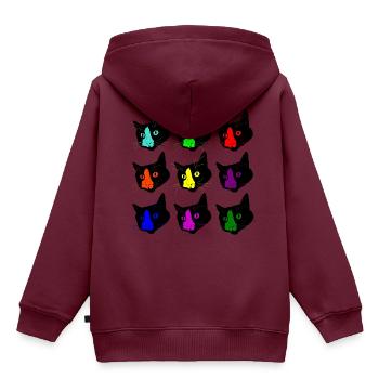 Katze Warhol - Kinder Premium Organic Hoodie - Burgunderrot - Hinten - AI Model Kid Female (0cm)