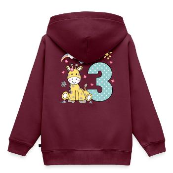 3. Geburtstag - niedliche Giraffe - Kinder Premium Organic Hoodie - Burgunderrot - Hinten - AI Model Kid Female (0cm)