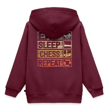 Eat Sleep Chess Repeat Funny Chess Player - Kinder Premium Organic Hoodie - Burgunderrot - Hinten - AI Model Kid Female (0cm)
