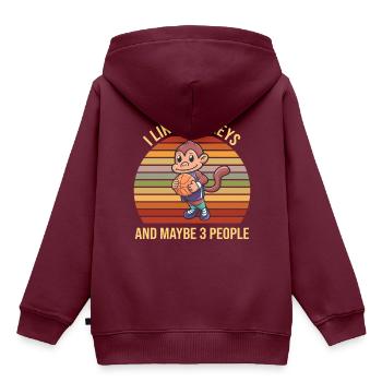 Basketball Schimpanse Affe Sport - Kinder Premium Organic Hoodie - Burgunderrot - Hinten - AI Model Kid Female (0cm)