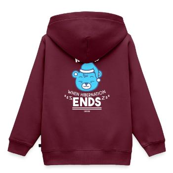 weck mich auf wenn der Winterschlaf vorbei ist - Kinder Premium Organic Hoodie - Burgunderrot - Hinten - AI Model Kid Female (0cm)