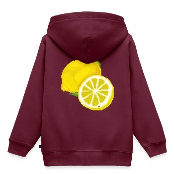 Retro Pixel Zitrone - Kinder Premium Organic Hoodie - Burgunderrot - Hinten - AI Model Kid Female (0cm)