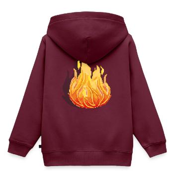 Retro Pixel Feuer - Kinder Premium Organic Hoodie - Burgunderrot - Hinten - AI Model Kid Female (0cm)