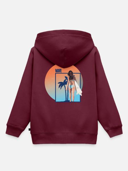 Wave - Kinder Premium Organic Hoodie - Burgunderrot