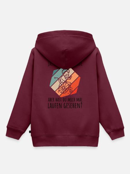 Rollstuhlfahrer Humor Spruch - Kinder Premium Organic Hoodie - Burgunderrot