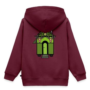 Bauwagen Hütte Wald Jäger Wild Rotwild Jagt Natur - Kinder Premium Organic Hoodie - Burgunderrot - Hinten - AI Model Kid Female (0cm)