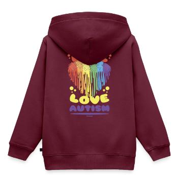 Liebe Leben Autismus Herz Asperger Syndrom - Kinder Premium Organic Hoodie - Burgunderrot - Hinten - AI Model Kid Female (0cm)