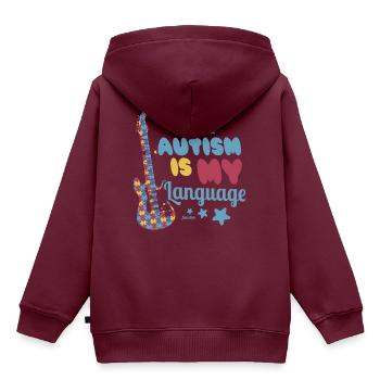 Autismus ist meine Sprache Autist Asperger - Kinder Premium Organic Hoodie - Burgunderrot - Hinten - AI Model Kid Female (0cm)