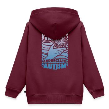 ich mag Autismus - Kinder Premium Organic Hoodie - Burgunderrot - Hinten - AI Model Kid Female (0cm)