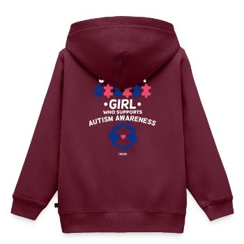Autismus Mädchen Asperger Syndrom - Kinder Premium Organic Hoodie - Burgunderrot - Hinten - AI Model Kid Female (0cm)