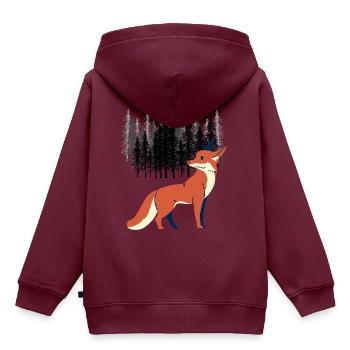 Fuchs Norwegen Skandinavien Rotwild Wildtiere - Kinder Premium Organic Hoodie - Burgunderrot - Hinten - AI Model Kid Female (0cm)