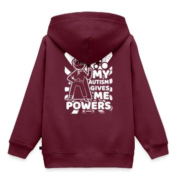 Kinder Autisten Asperger Superheld - Kinder Premium Organic Hoodie - Burgunderrot - Hinten - AI Model Kid Female (0cm)