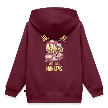 Mädchen liebt Affen Affentag Dschungel - Kinder Premium Organic Hoodie - Burgunderrot - Hinten - AI Model Kid Female (0cm)