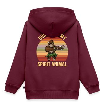 Spirit Animal Gorilla tanzen Musik - Kinder Premium Organic Hoodie - Burgunderrot - Hinten - AI Model Kid Female (0cm)