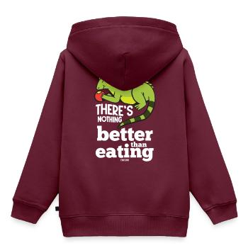 hungriger Leguan - Kinder Premium Organic Hoodie - Burgunderrot - Hinten - AI Model Kid Female (0cm)