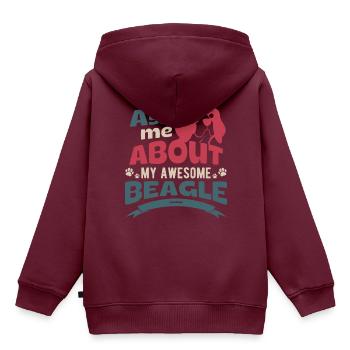 Frag mich was über meinen Beagle - Kinder Premium Organic Hoodie - Burgunderrot - Hinten - AI Model Kid Female (0cm)