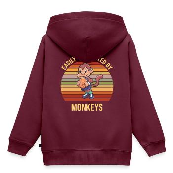 Affe Basketball Basketballspieler Äffchen - Kinder Premium Organic Hoodie - Burgunderrot - Hinten - AI Model Kid Female (0cm)