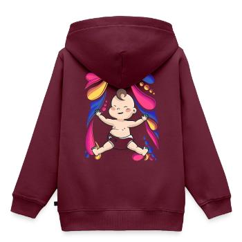 Baby mit buntem Muster und Windel - Kinder Premium Organic Hoodie - Burgunderrot - Hinten - AI Model Kid Female (0cm)