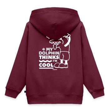 Delfin - Kinder Premium Organic Hoodie - Burgunderrot - Hinten - AI Model Kid Female (0cm)
