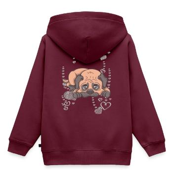 trauriger Hund - Kinder Premium Organic Hoodie - Burgunderrot - Hinten - AI Model Kid Female (0cm)