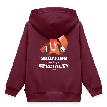 Rotfuchs Einkauf Natur Waldtier Wildhund - Kinder Premium Organic Hoodie - Burgunderrot - Hinten - AI Model Kid Female (0cm)