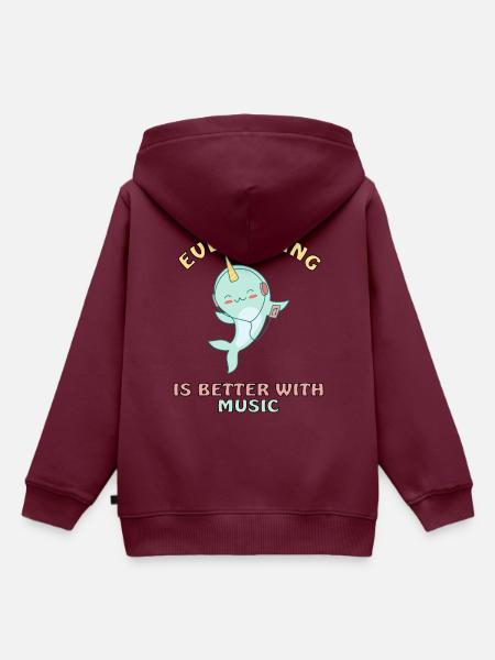 Narwal Zahnwal Delfin - Kinder Premium Organic Hoodie - Burgunderrot