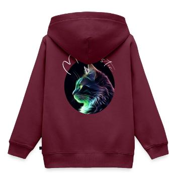 Neon Katze, Katzenliebhaber, Katzen-Geschenk - Kinder Premium Organic Hoodie - Burgunderrot - Hinten - AI Model Kid Female (0cm)