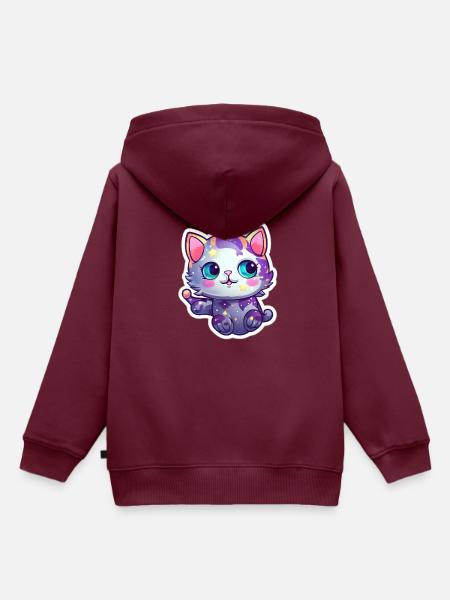 a cute space kitty - Kinder Premium Organic Hoodie - Burgunderrot