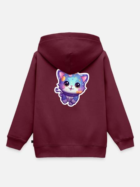 s cute space kitty - Kinder Premium Organic Hoodie - Burgunderrot