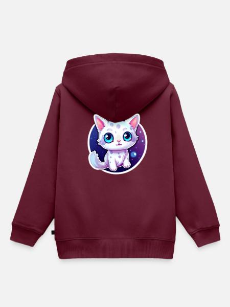 "Kitty in Space!" - Kinder Premium Organic Hoodie - Burgunderrot