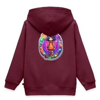 Cartoonish Dimension Traveler Standin - Kinder Premium Organic Hoodie - Burgunderrot - Hinten - AI Model Kid Female (0cm)