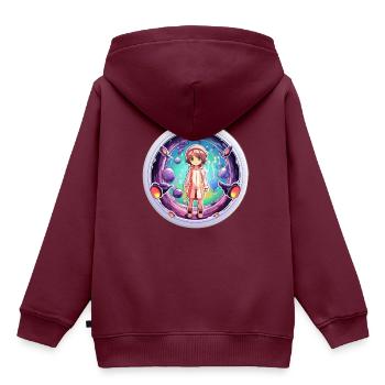 Cartoon Dimension Traveler Shirt - Kinder Premium Organic Hoodie - Burgunderrot - Hinten - AI Model Kid Female (0cm)
