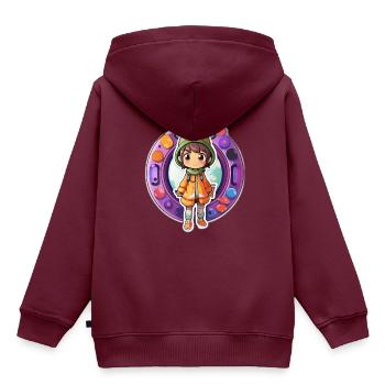 mauel A sticker of a cute cartoonish dimension tr - Kinder Premium Organic Hoodie - Burgunderrot - Hinten - AI Model Kid Female (0cm)