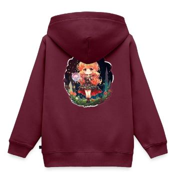 Enchanting Spellcaster Cute and Cartoonish - Kinder Premium Organic Hoodie - Burgunderrot - Hinten - AI Model Kid Female (0cm)