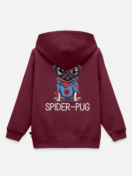 Spider Pug - Kinder Premium Organic Hoodie - Burgunderrot