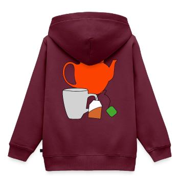 Genuss Tee Getränk Teekanne Teebeutel Tasse Durst - Kinder Premium Organic Hoodie - Burgunderrot - Hinten - AI Model Kid Female (0cm)