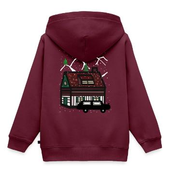 Winter Urlaub Gebirge Haus Auto Schnee Weihnachten - Kinder Premium Organic Hoodie - Burgunderrot - Hinten - AI Model Kid Female (0cm)