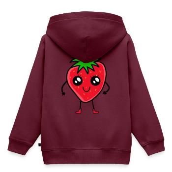 Erdbeere Erdbeeren - Kinder Premium Organic Hoodie - Burgunderrot - Hinten - AI Model Kid Female (0cm)