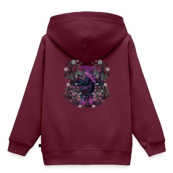 Retro Vintage Hirsch Rotwild 80er Waldtiere - Kinder Premium Organic Hoodie - Burgunderrot - Hinten - AI Model Kid Female (0cm)