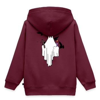 Heiliger Geist erleuchtung Heiligenschein Kreuz - Kinder Premium Organic Hoodie - Burgunderrot - Hinten - AI Model Kid Female (0cm)