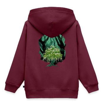 Wald Natur Botanik Flora - Kinder Premium Organic Hoodie - Burgunderrot - Hinten - AI Model Kid Female (0cm)