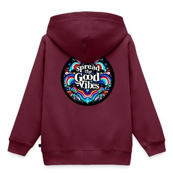 Vibrationen und Beleuchtungen - Kinder Premium Organic Hoodie - Burgunderrot - Hinten - AI Model Kid Female (0cm)