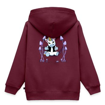 Einhörner Einhorn Hängematte - Kinder Premium Organic Hoodie - Burgunderrot - Hinten - AI Model Kid Female (0cm)