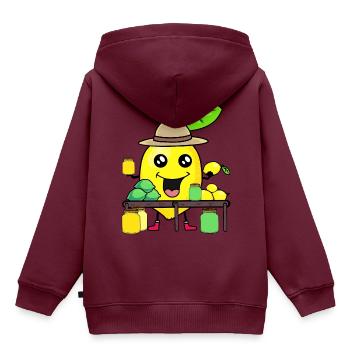 Zitrone Lemonen Saftladen Zitrone Sommer Obst - Kinder Premium Organic Hoodie - Burgunderrot - Hinten - AI Model Kid Female (0cm)