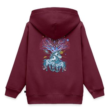 Einhörner Einhorn Schamane Natur Wald indianisch - Kinder Premium Organic Hoodie - Burgunderrot - Hinten - AI Model Kid Female (0cm)