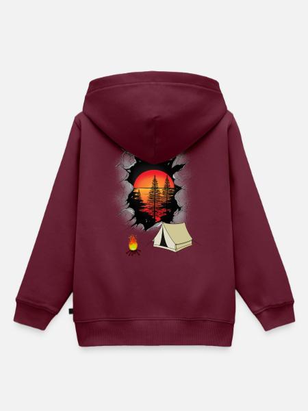Natur Urlaub Ferien Zelt zelten Naturliebhaber - Kinder Premium Organic Hoodie - Burgunderrot